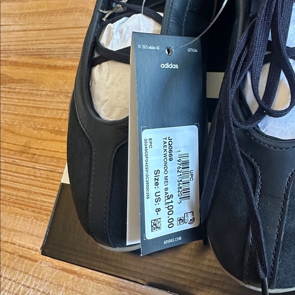 Adidas Taekwondo Women's 8.5, 9.5 Mei Ballet Black Suede Sneakers - Picture 3 of 7